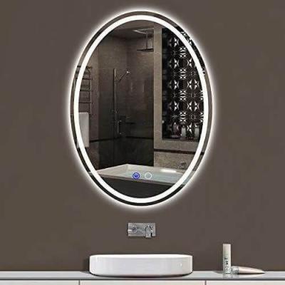 China Modern Large Oval Bathroom LED Smart Mirror Backlit Touch Button Vanity Makeup Lighting Defogging Intelligent Mirrors for sale