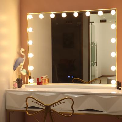 China Modern Desktop Standing Large Vanity Led Hollywood Makeup Mirror With Lights for sale