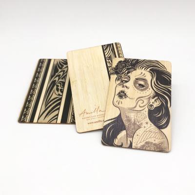 China Custom Logo Printing Bamboo Wooden MINI TAG RFID Card for sale