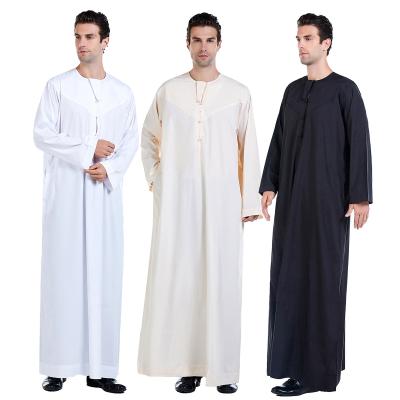 China Arabic islamic clothing haramain men's thobe middle east turkey silk morrocan khamis fabric muslim men for sale