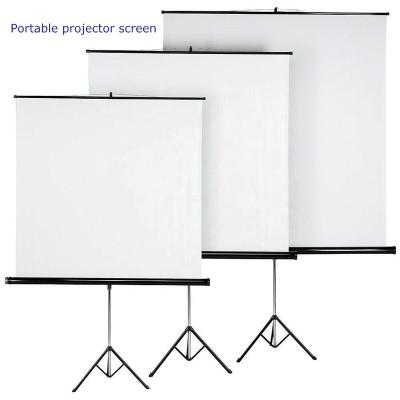 China Portable rack projector screen 100 inch Matt White HD Floor Foldable Stand Tripod frame Projection Screen For Home School for sale