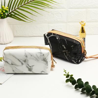 China New Factory Design Fashion Marble Pattern PU Cosmetic Bag Wholesale Portable Women PU Cosmetic Bag for sale