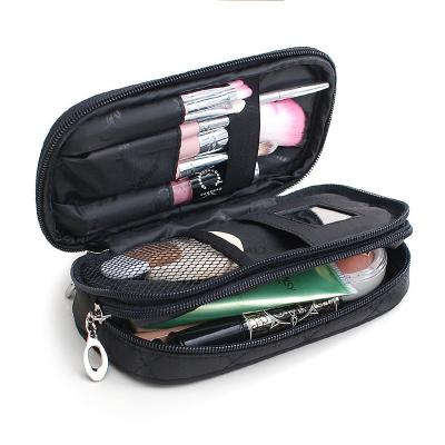 China Fashion Factory Wholesale Mini Nylon Makeup Bag Waterproof 2 Layers Small Cosmetic Bag for sale