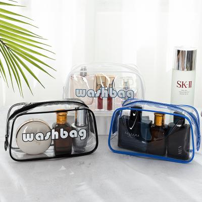 China Custom High Quality Fashion Travel PVC Cosmetic Bag Waterproof Clear Transparent PVC Wash Bag for sale