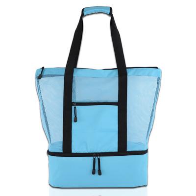 China Mutifunctional Customized Waterproof Mesh Beach Bag Tote Bag With Insulated Cooler Bag for sale