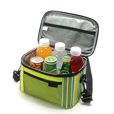 China New Design Waterproof Stripes Insulated Lunch Bag Wholesale Oxford Picnic Cooler Bag for sale