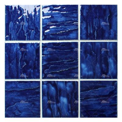 China 95x95 Bali Modern Large Size Ceramic Swimming Pool Tile Spain Porcelain Glossy Dark Blue Outdoor Tile For Swwimmig Swimming Pool for sale