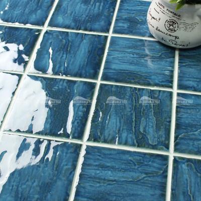 China Factory Price 95X95MM Modern Professional Running Wave Outdoor Project Supply Hotel Swimming Pool Ceramic Mosaic for sale