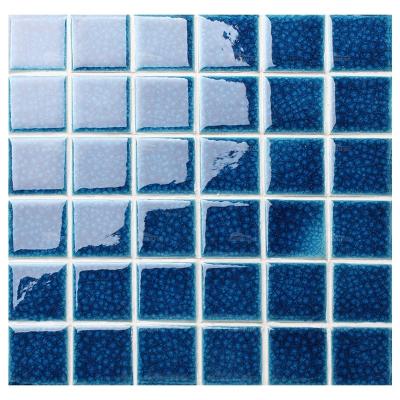 China Foshan Factory Modern High Quality Ice Crackle Pattern Porcelain Swimming Pool Tile 2x2 Smooth Blue Blue for sale