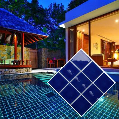 China Factory hot sale modern 4 inch square cobalt blue Bluwhale glazed ceramic porcelain swimming pool tiles 100x100 for sale