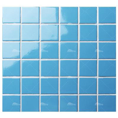 China Factory Perfect Classic Use Foshan Tiles 2x2 Ceramic Tiles Price Pool Tile Ceramic Shiny Sky Blue for sale