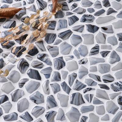 China Modern Cheap Glass Mosaic Tile Gray Color Pool Tile Pebble Bathroom Wall Decor Price Mosaico for sale