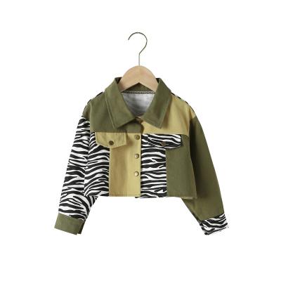 China New jacket spring and autumn girls' fashion Korean version of leopard copy stitching short jacket, western fashionable big children for sale