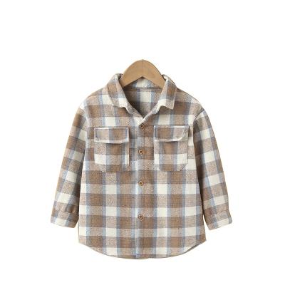 China Preppy Style Girls Spring And Korean Fashionable Western Style Small Plaid Shirt Children 2-7 Fall Fashion Straight Casual Top for sale