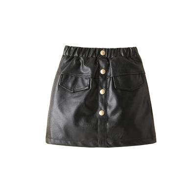 China The new style preppy girls' spring and autumn fashion Korean version of the leather short skirt the fashionable PU wester of 3-7 middle and small children for sale