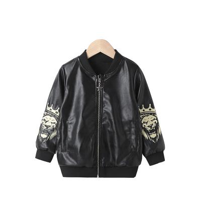 China Fashion Korean version of the autumn and winter of the new PU leather jacket jacket boys, motorcycle clothing lion, fashionable and fresh handsome for sale