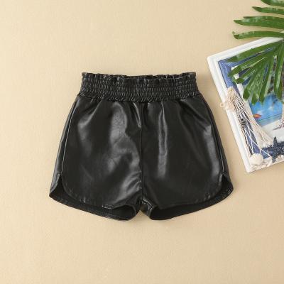 China Girls Smart Casual Shorts, Kids PU Leather All-match Pants, Kids Spring And Autumn Fashion Leather Pants for sale