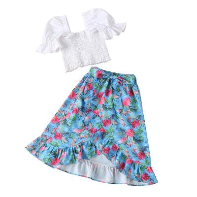 China Girls Summer Bohemian Costume, Children's Clothing Flight Sleeve Top and Long Skirt Two-Piece Suit, Children's Bohemian Skirt Costume for sale