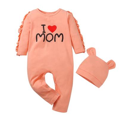 China Cute Fashion Spring And Autumn Long Sleeve Romper Baby Letter Pattern Casual Newborn Baby Overalls for sale