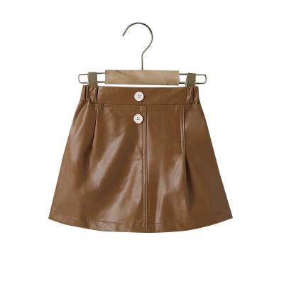 China Girls Synthetic Leather Fashion Skirts Girls Spring And Kids Autumn Skirts Leather Skirts for sale