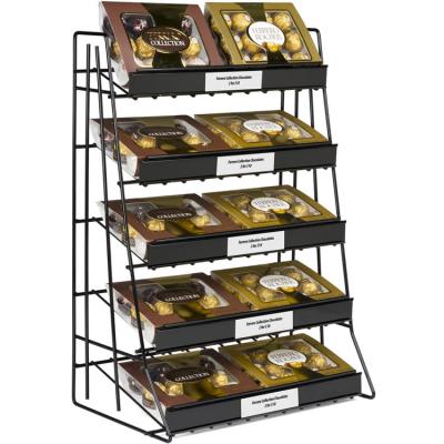 China 5-Tiered Grid Tabletop Chocolate Chip Rack For Snacks Countertops Display Retail Store Rack for sale