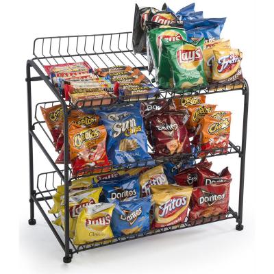 China Multi-tiered metal wire snack rack chocolate food display rack snack display stand above counter display stand for snacks for sale