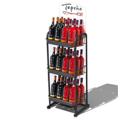 China Grocery Liquor Store Shelves Display Liquor Store Bottle Display Racks Metal Rack For Beverage for sale