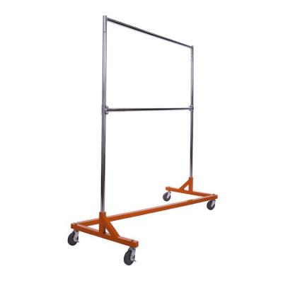 China Heavy Duty Grocery Nesting Z-Rack With Add-On Bar With Orange Base Clothing Rack for sale