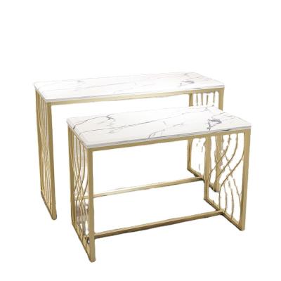 China Clothing Store Furniture French Nesting Table Gold Dressing Table Gold Dressing Table Marble Table for sale