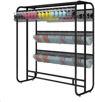 China Multi-Layer Storage Racks Wholesale Clothing Display Racks Retail Clothing Rack Natural Black Clothing Rack for sale