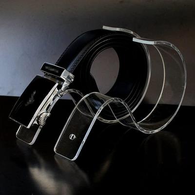 China Eco-Friendly Clear Acrylic Belt Display Stands Holder Men Women Closet Belt Organizer for sale