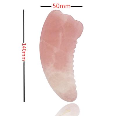 China New Arrival Big Size Rose Quartz Rose Body Gua Sha Tool Big Stone Gua Sha Stone With Toothed For Body for sale