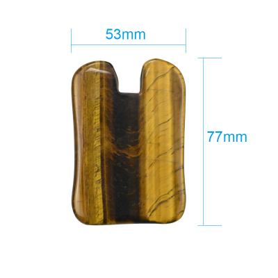 China Face Customized Natural Jade Tiger Eye Sha Sha Shape Jade Plate Massage Scraping Stone Guasha Skin Care for sale