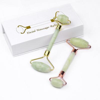 China Light green jade facial roller natural jade massage roller xiuyan for face for sale