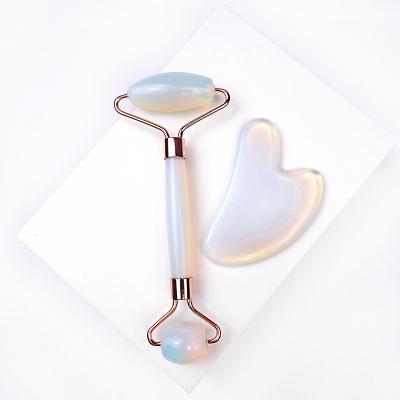 China Transparent Opal Sha Roller Face Massager Gua Sha Scraping Set Tool for sale