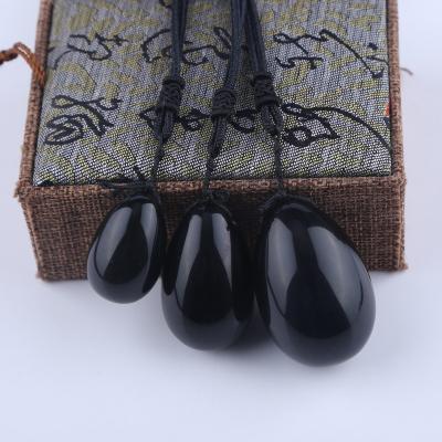 China 100% Natural Black Yoni Eggs Stone Yoni Jade Body Obsidian Massage For Love Care for sale