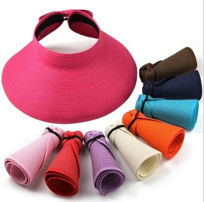 China Image Straw Hat Golf Cap Custom Made Straw Summer Beach Hat Foldable Wide Brim Sun Straw Visor Cap for sale