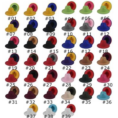 China Wholesale Image Polyester Cotton Two Color Party Music Festival Wide Brim Felt Fedora Panama Hat for sale