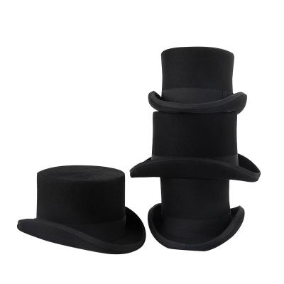 China Distorted Wool Felt Over Image Punk Color Men's Fedora Hats Hatter Top Felt Black Top for sale