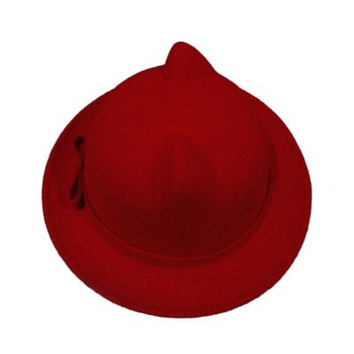 China Picture Kids Fedora Hats Bowknot Fedora Custom Wool Felt Cat Ear Kids Woolen Bowler Hat for sale