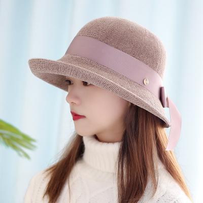 China Casual Custom Knitting Printed Outdoor Wide Bucket Hat Buckle Brim Bowknot Bucket Hats for sale