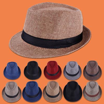 China Classic Picture Canvas Classic Formal Panama Hat Sun Straw Jazz Fedora Hat For Men Outdoor for sale