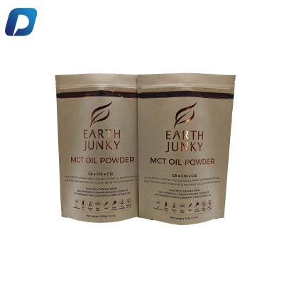 China Security Customized Printing Foil Lined Hot Stamping Rose Gold Paper Bag For 16oz 500g Powder Packaging for sale