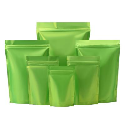 China Recyclable Matte Green Stand Up Mylar Foil Zip Lock Bag Teardrop Resealable Reusable Food Candy Snacks Chocolate Storage Pouches for sale