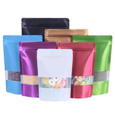 China Recyclable Zip Lock Aluminum Foil Bag With Window Zipper Self Seal Tear Notch Doypack Food Coffee Pouches for sale