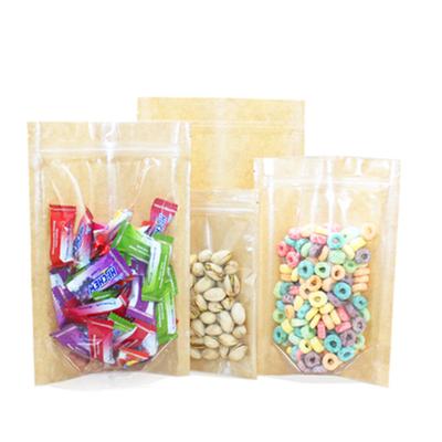 China Recyclable Stand Up Pouches With Clear Bag Heat Sealing Doypack Zipper Food Snack Package Bag Kraft Paper Bag for sale