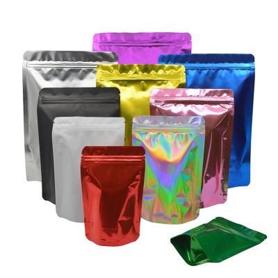 China Recyclable Cheap Shiny Aluminum Foil Zip Lock Bag Self Seal Teardrop Resealable Reusable Doypack Food Storage Holder Up Pouches for sale