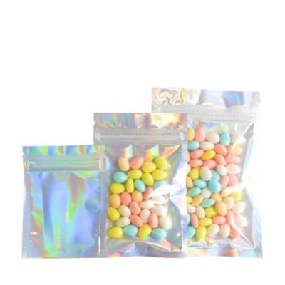 China Reusable Resealable Food Bean Snack Storage Pouches Teardrop Zipper Aluminum Foil Zip Lock Laser Recyclable Clear Bag for sale