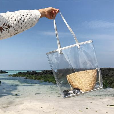 China High Quality Clear PVC Beach Bag Handbags Transparent Women Shoulder Large Capacity Female Handbags for sale