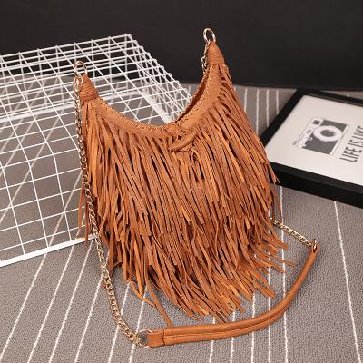 China Long Purses Bags Tassel Bag Chain Cross - Body Bags For Women Shoulder Messenger Bag Quality PU Handbags for sale